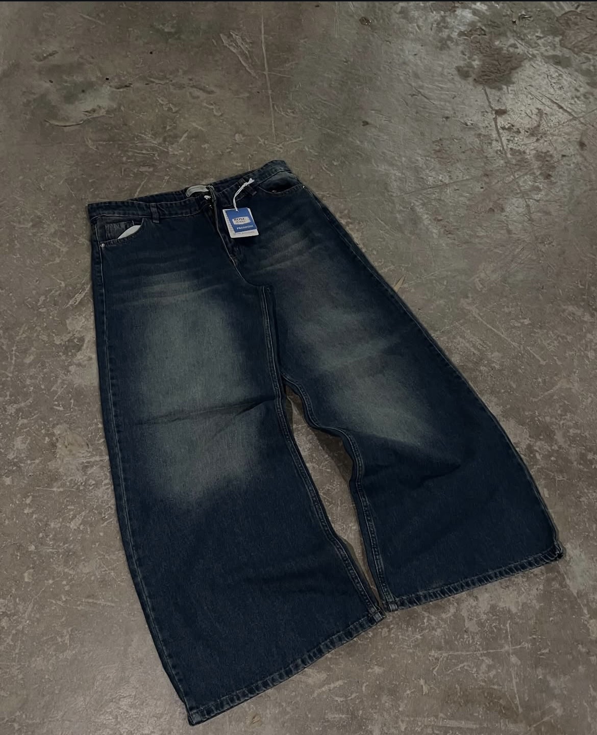 SUPER BAGGY BLUE VERT DIRTY WASHED JEANS